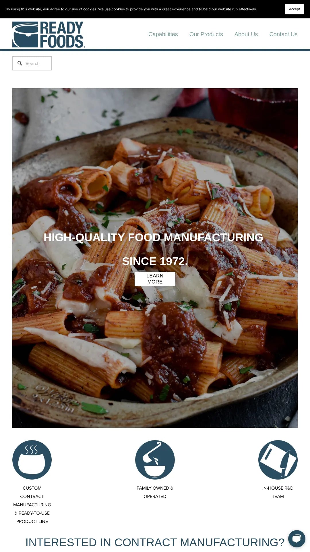 Screenshot: the Ready Foods website.