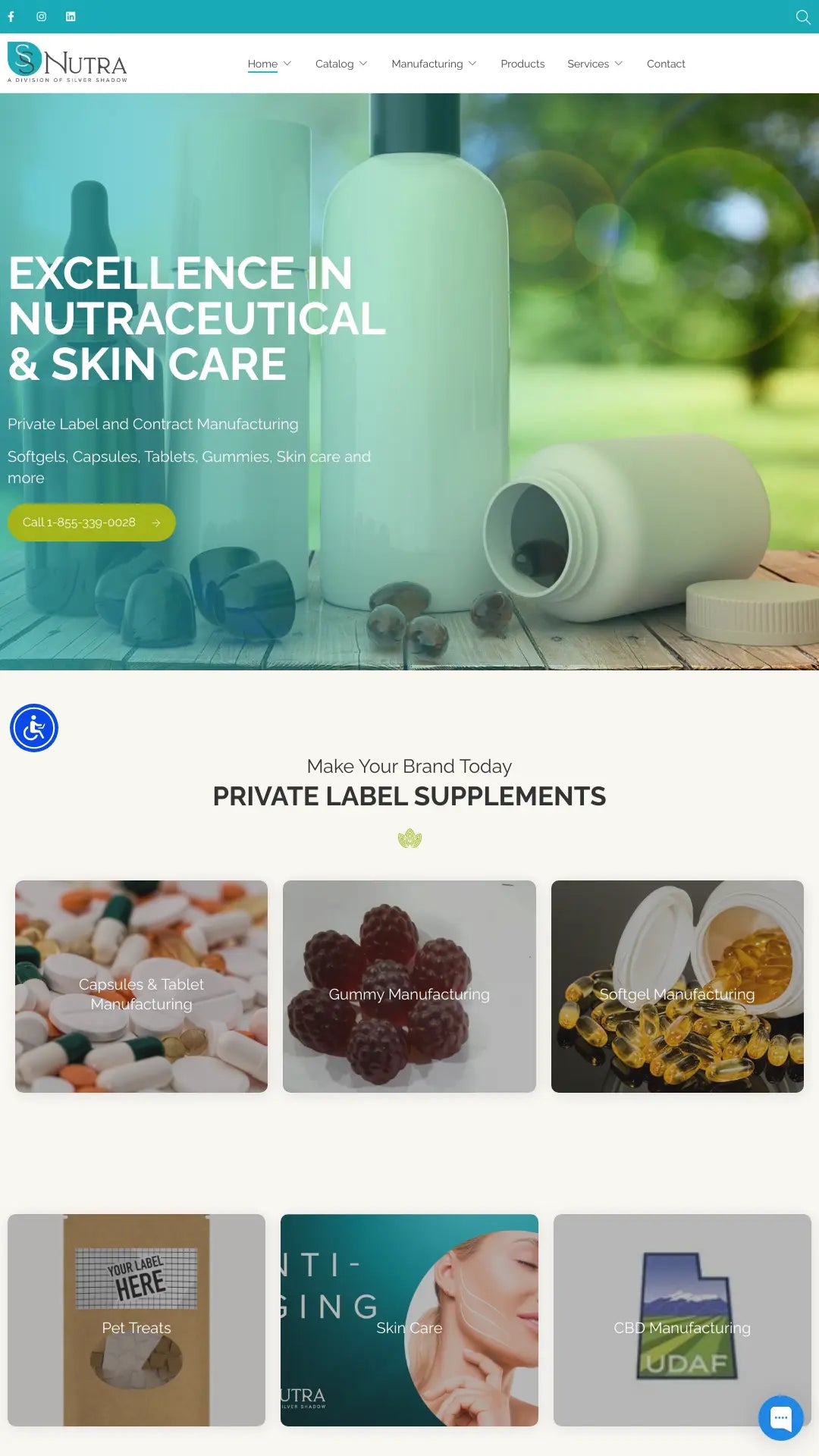 Screenshot: the SS Nutra website.