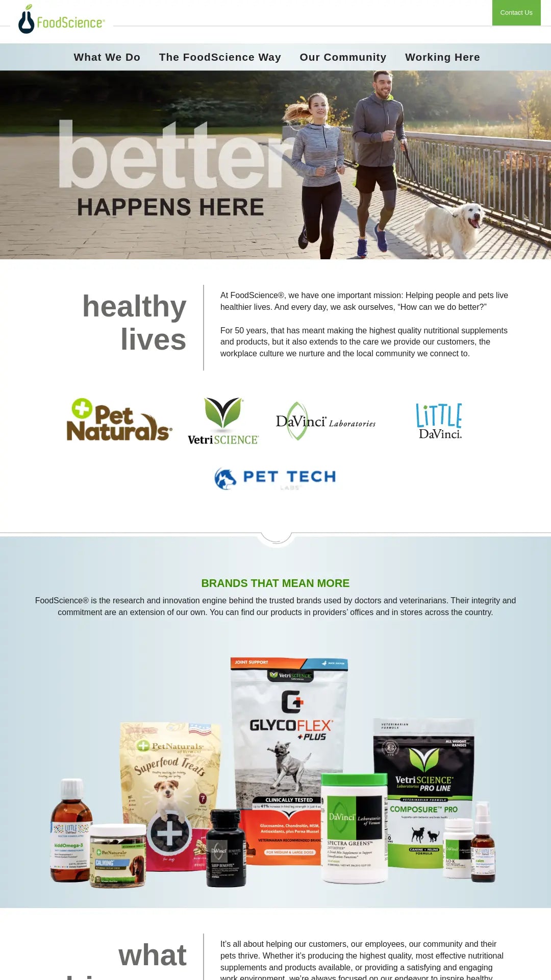 Screenshot: the Food Science Corporation website.