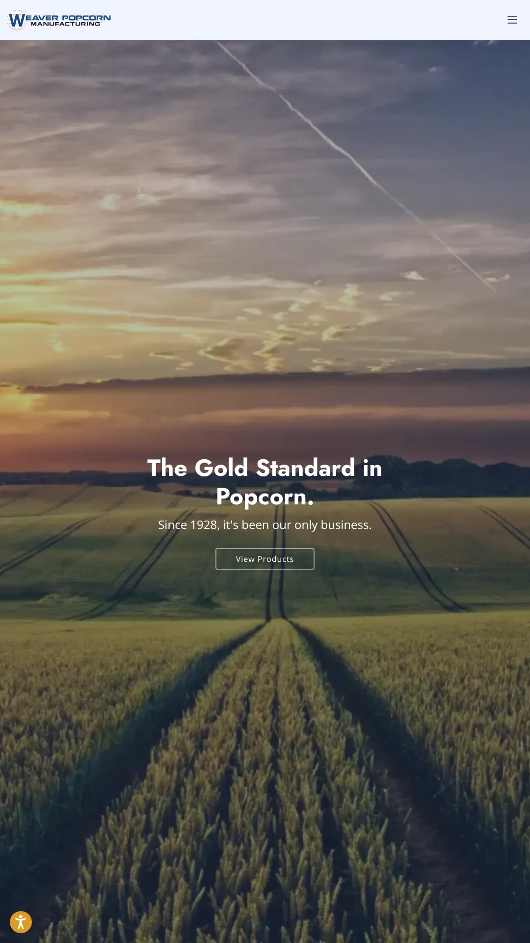Screenshot: the Weaver Popcorn website.