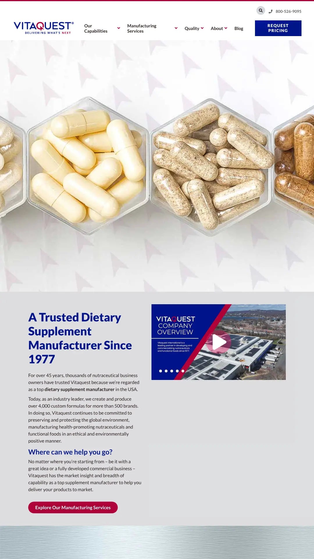 Screenshot: the Vitaquest website.