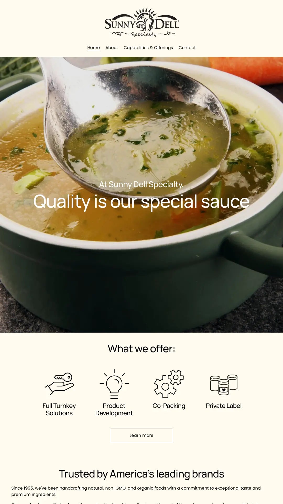 Screenshot: the Sunny Dell Foods Inc website.