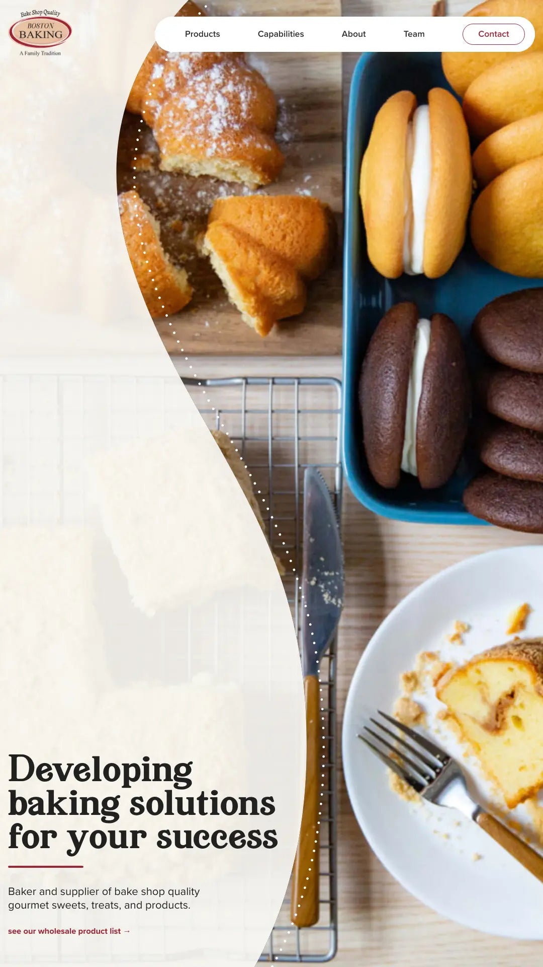 Screenshot: the Boston Baking, Inc website.