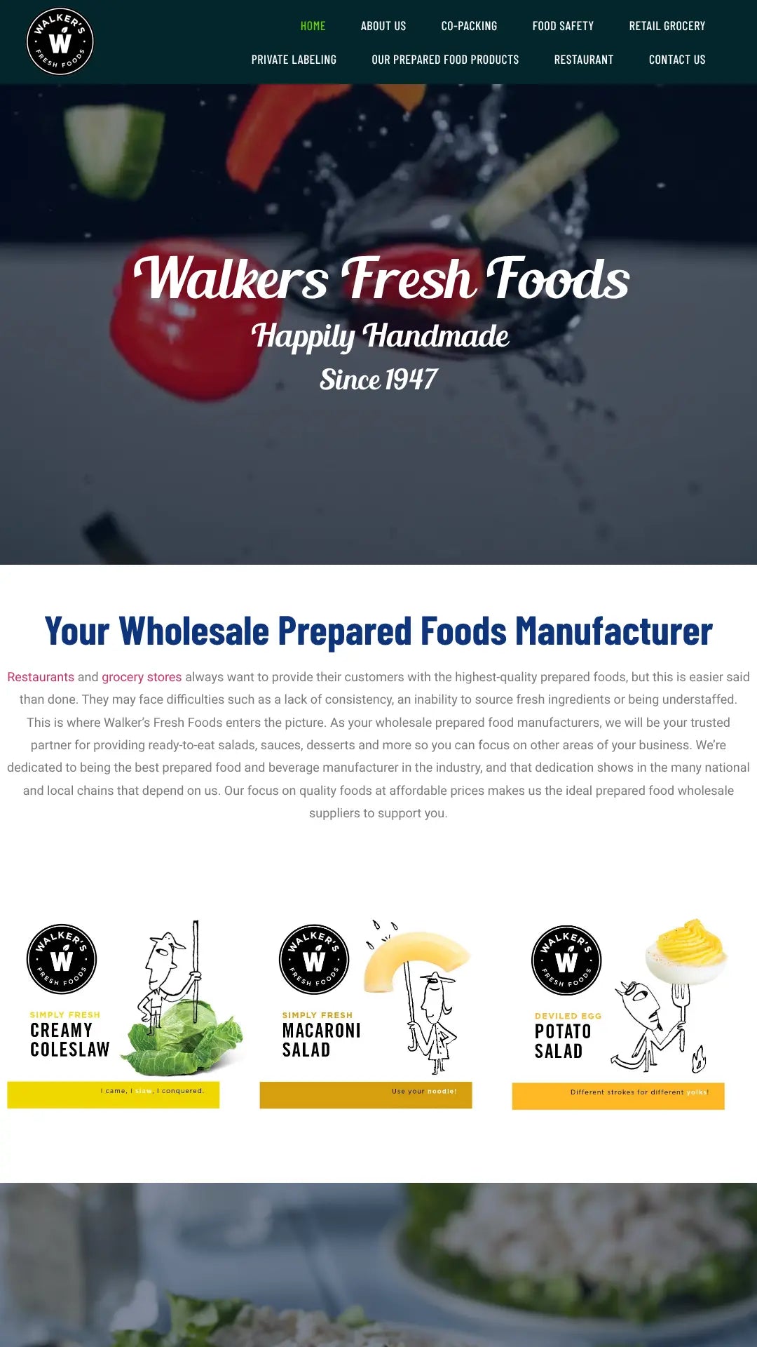 Screenshot: the Walkers Food Products website.