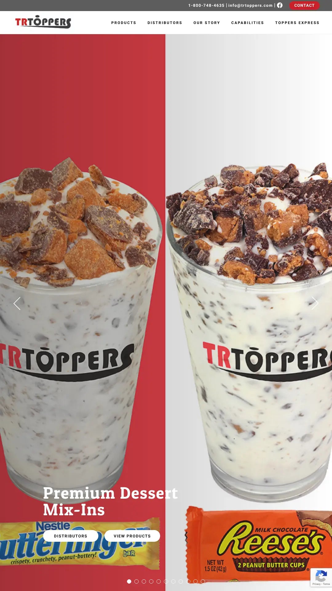 Screenshot: the TR Toppers, Inc. website.