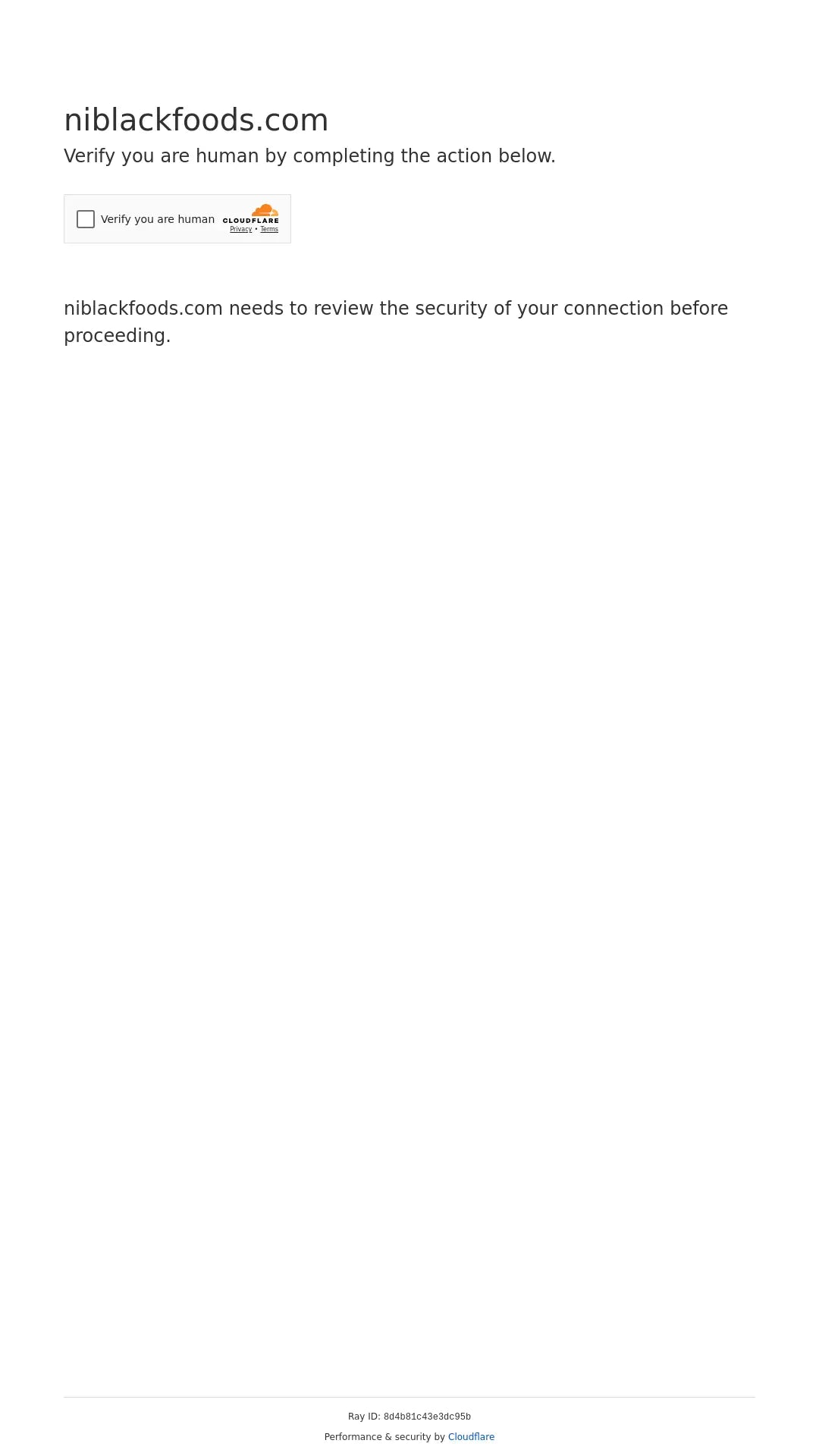 Screenshot: the Niblack Foods website.
