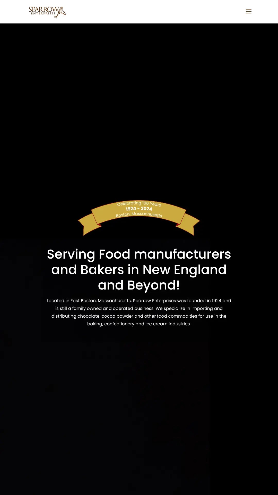 Screenshot: the Sparrow Foods website.