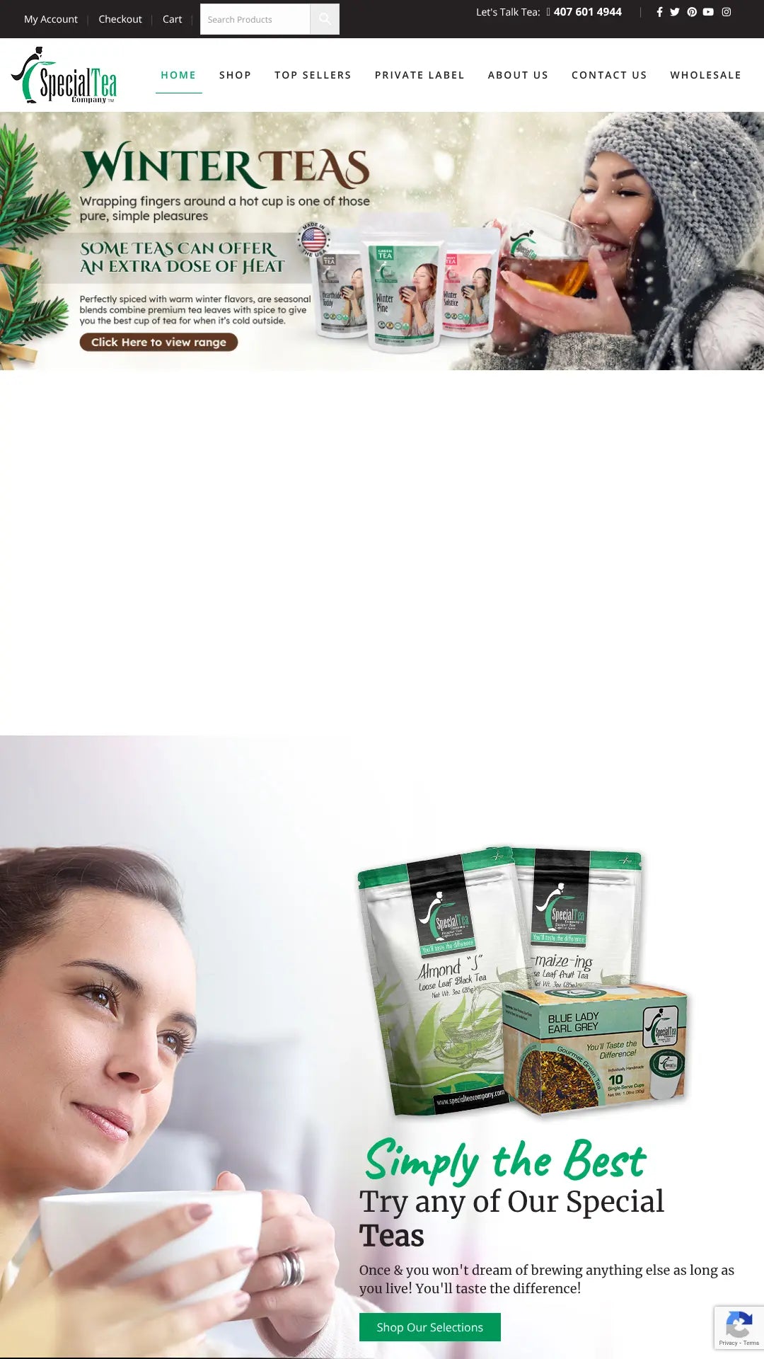 Screenshot: the Special Tea Company website.