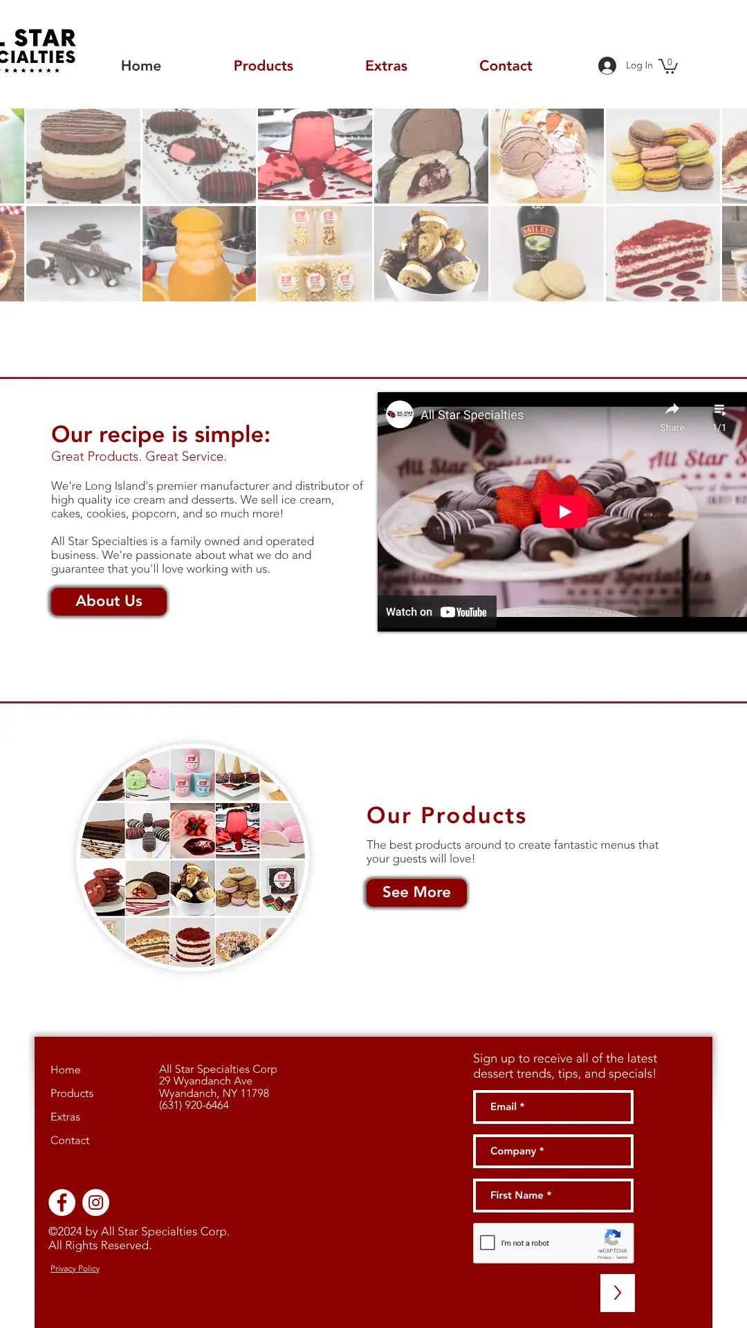 Screenshot: the All Star Specialties website.