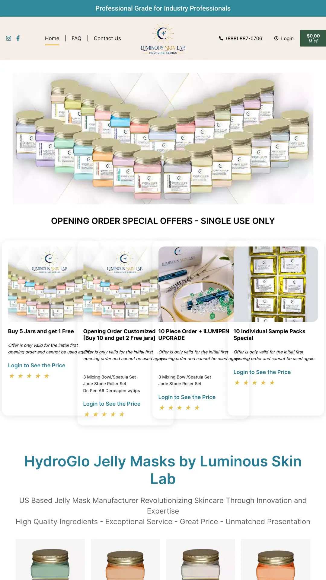 Screenshot: the HydroGlo Jelly Masks website.