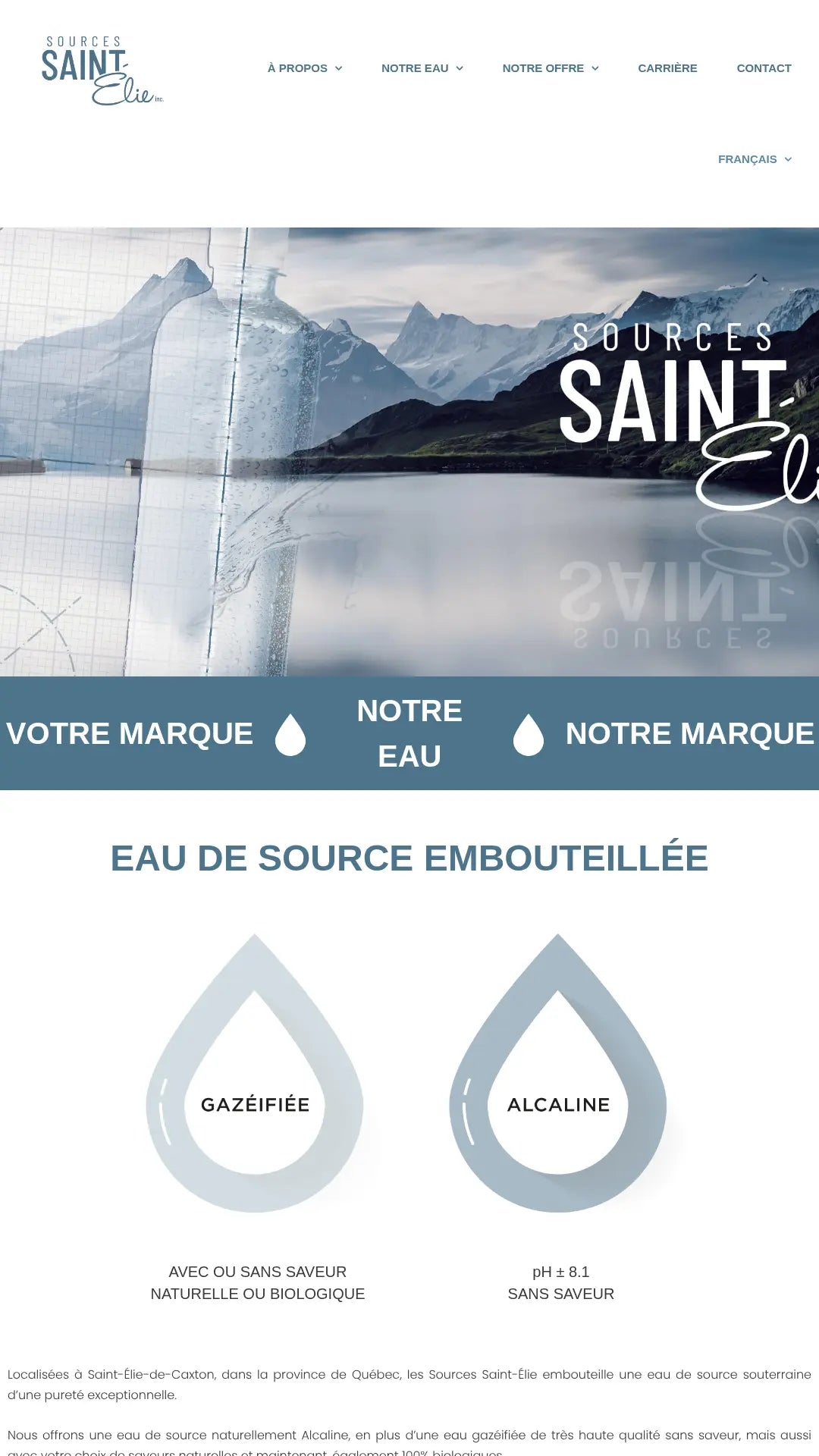 Screenshot: the Sources Saint-Élie Inc. website.