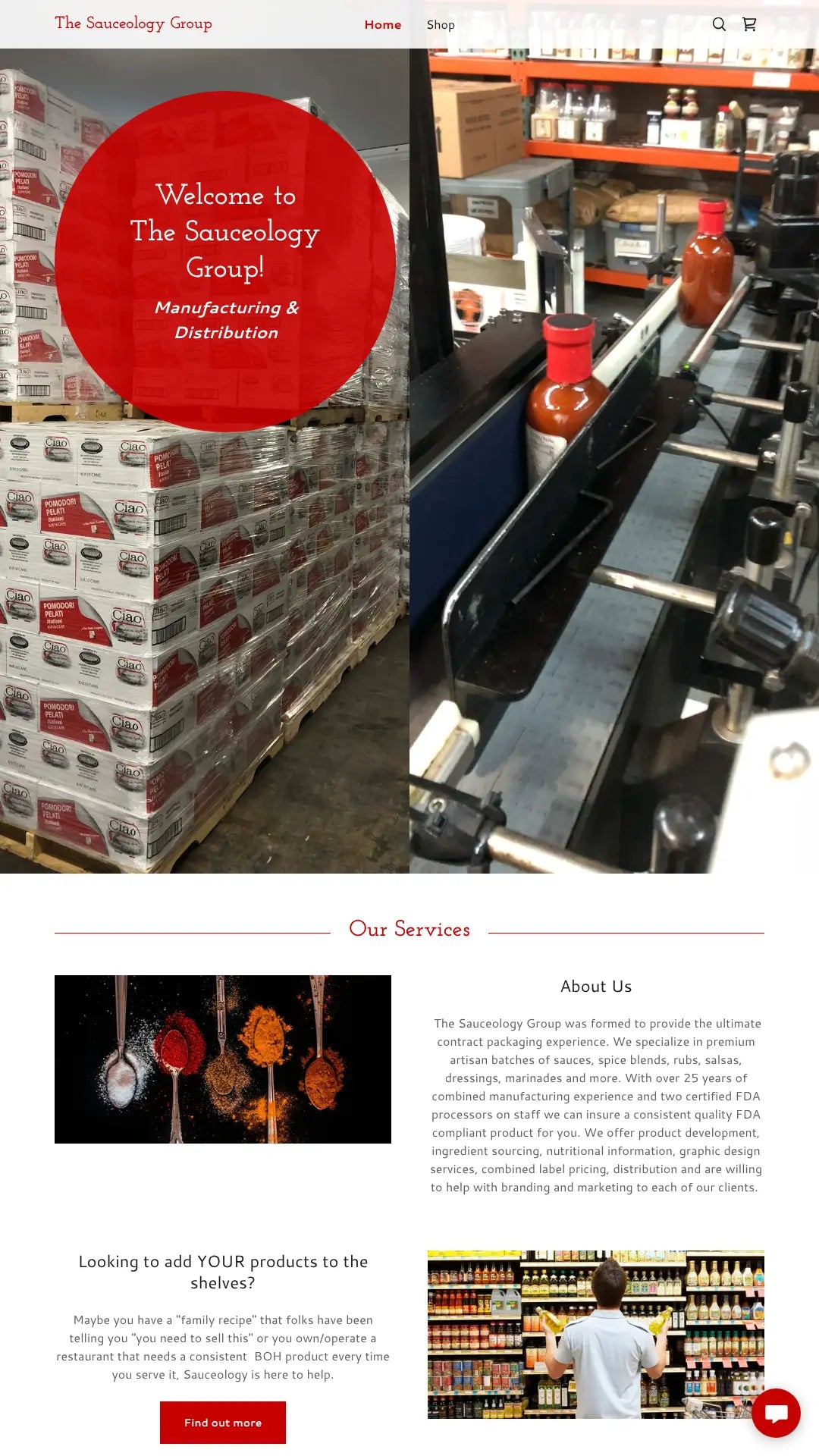 Screenshot: the The Sauceology Group website.