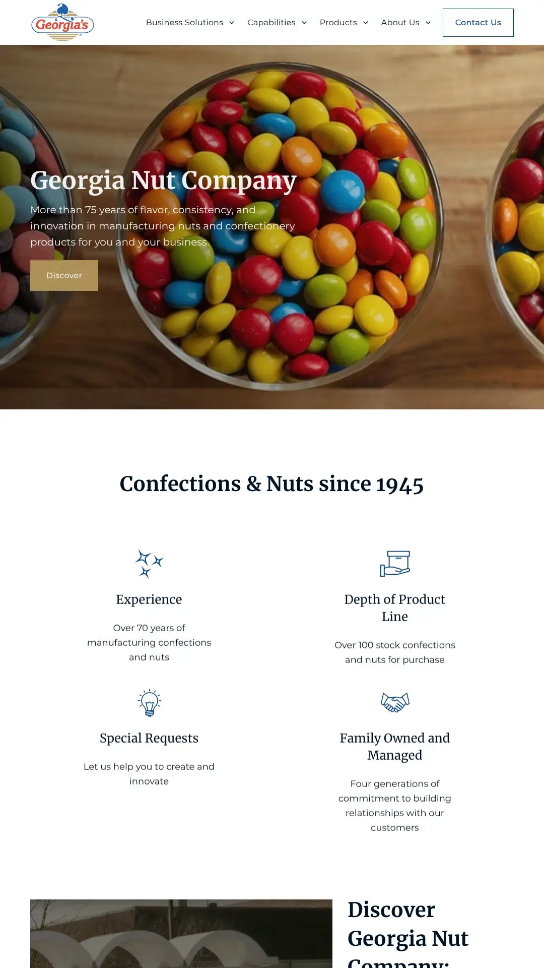 Screenshot: the Georgia Nut Company website.