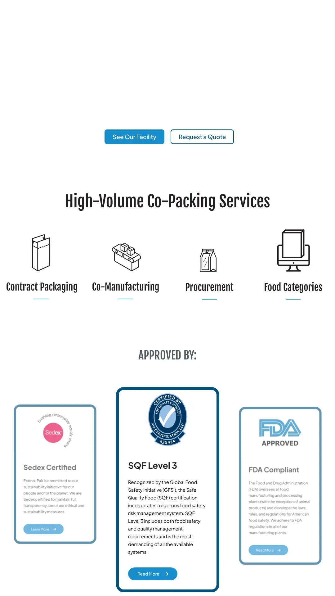Screenshot: the Econo Pak website.