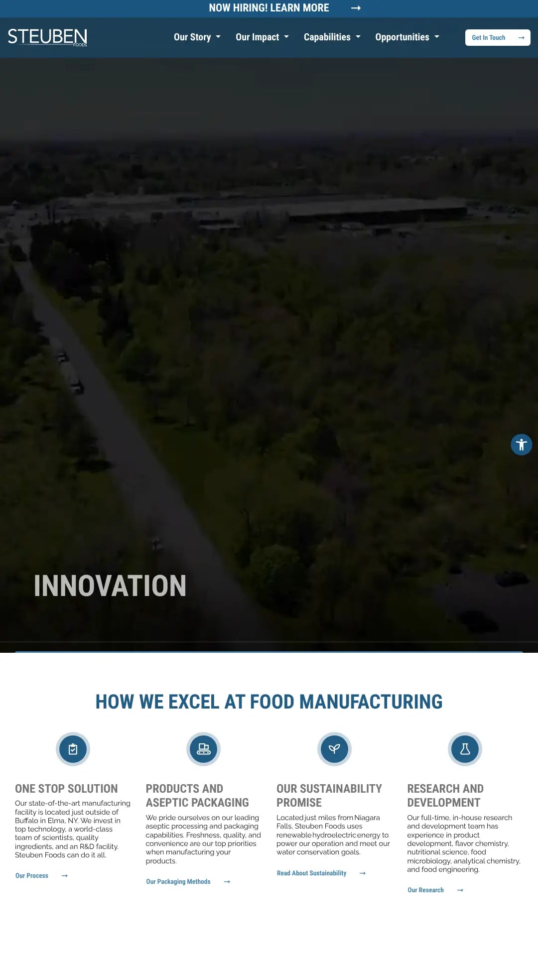 Screenshot: the Steuben Foods Inc website.