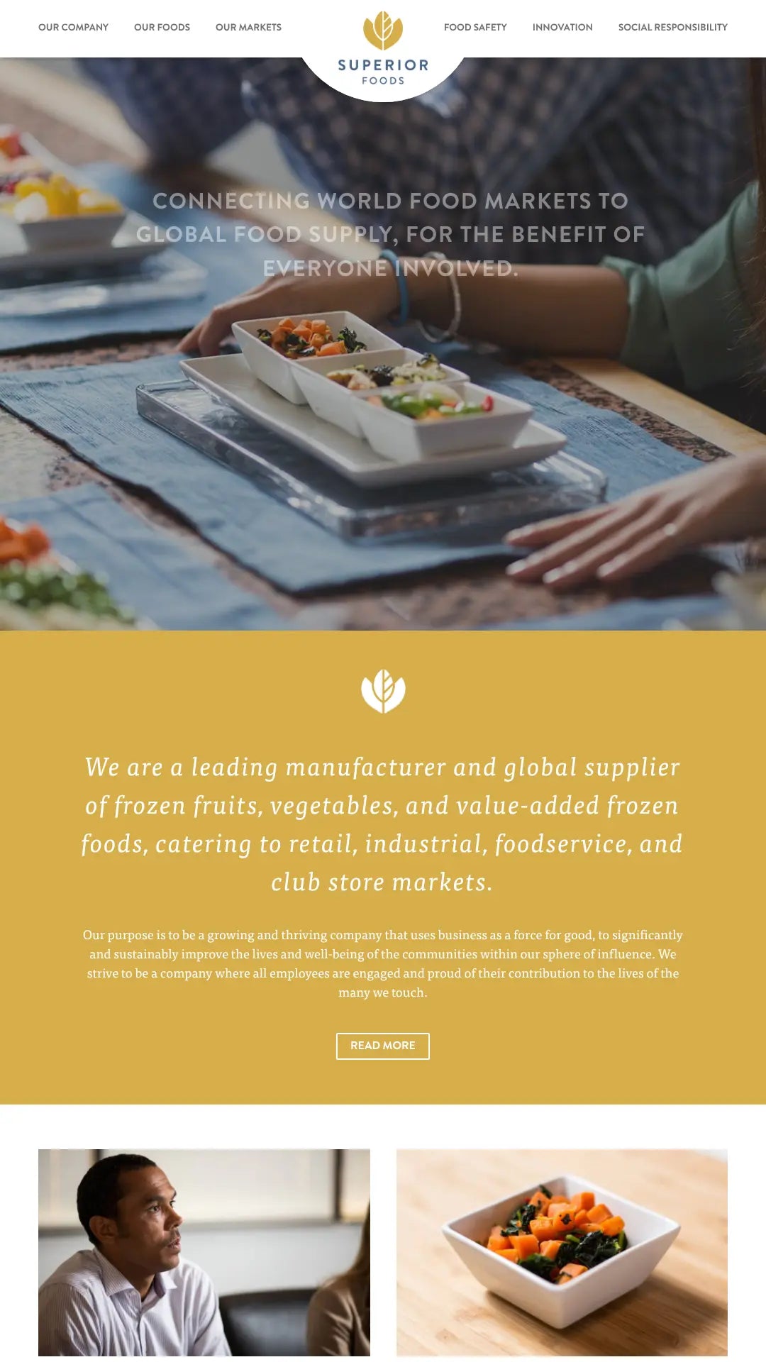 Screenshot: the Superior Foods website.