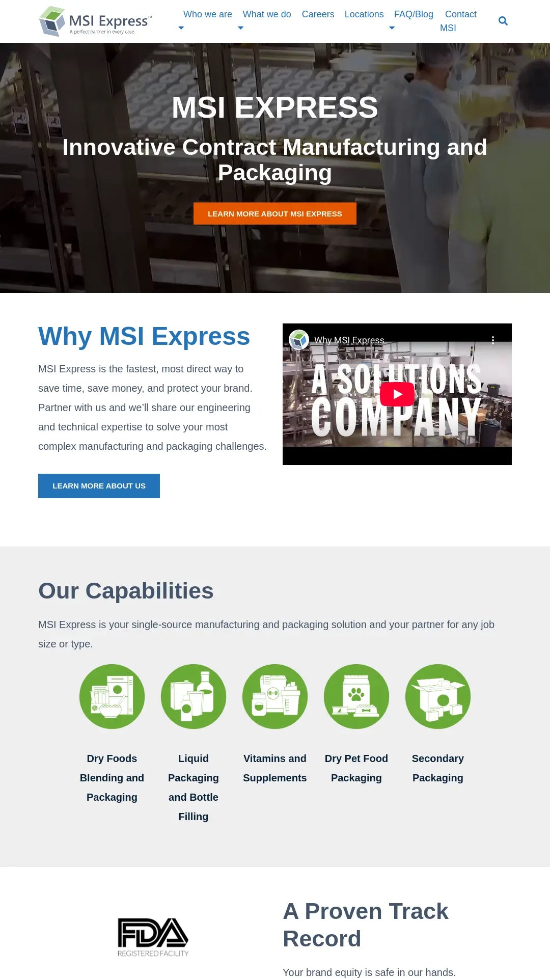 Screenshot: the Power Packaging website.