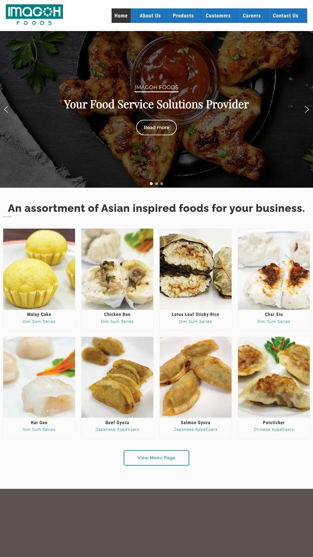 Screenshot: the Imago Foods website.