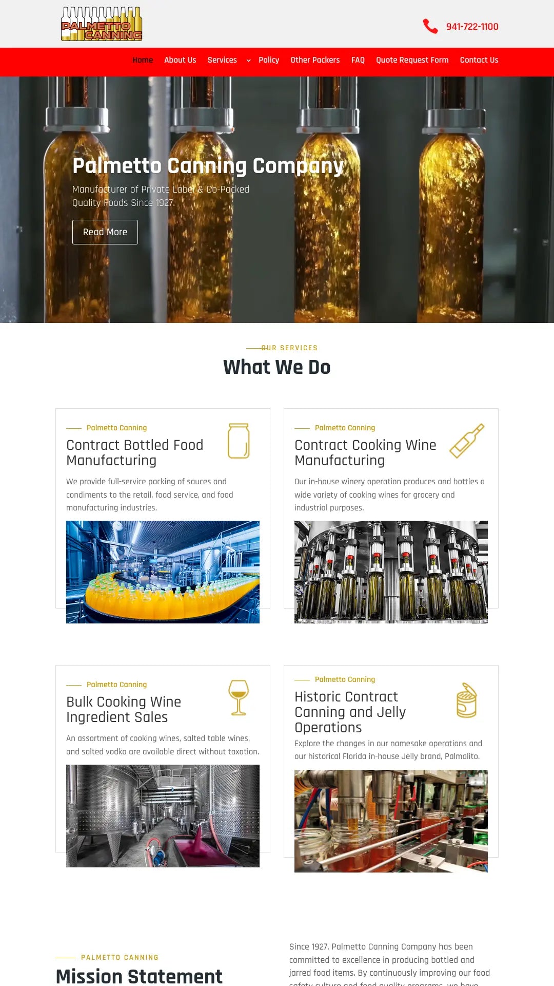Screenshot: the Palmetto Canning website.