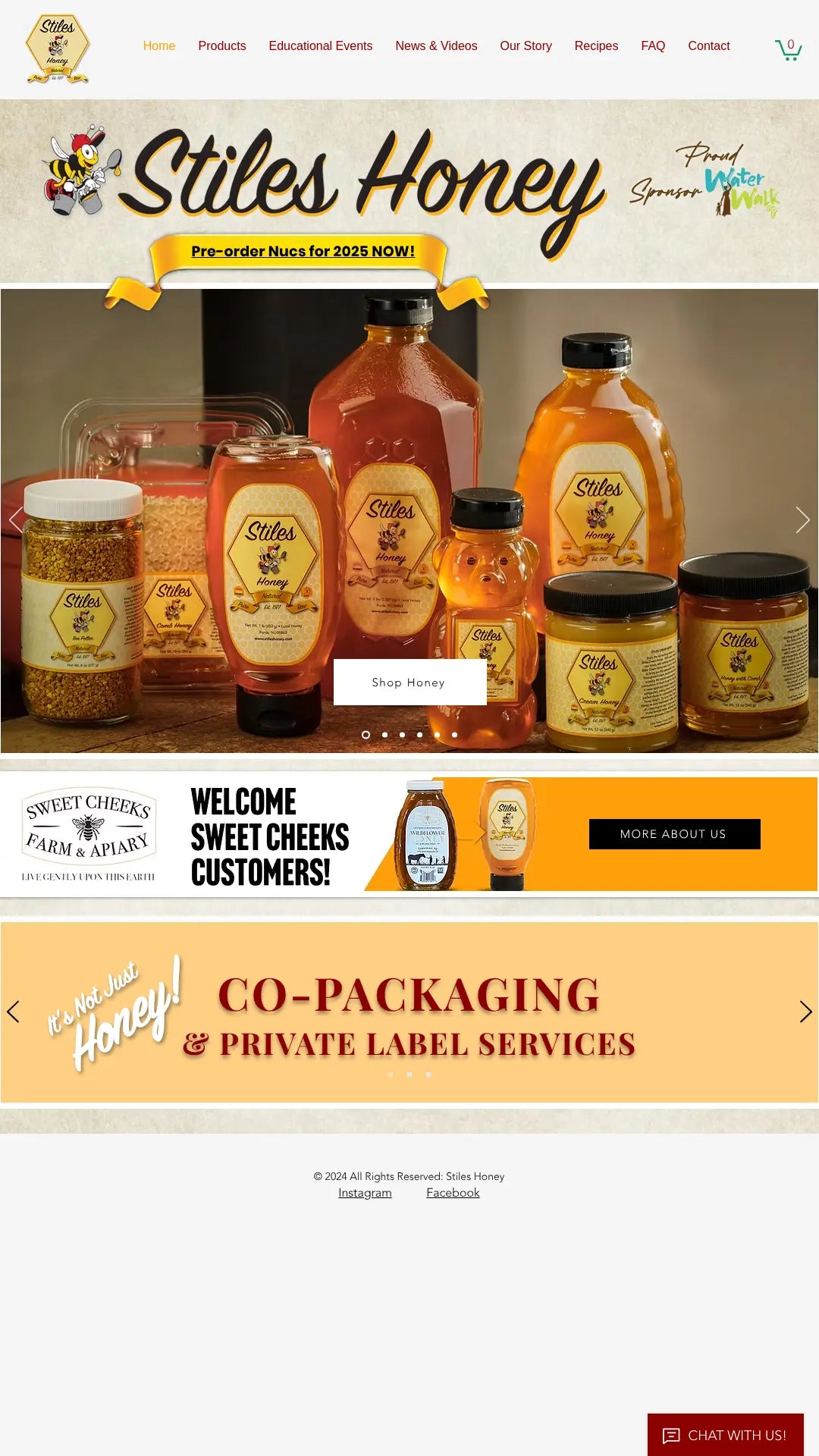 Screenshot: the Stiles Honey website.