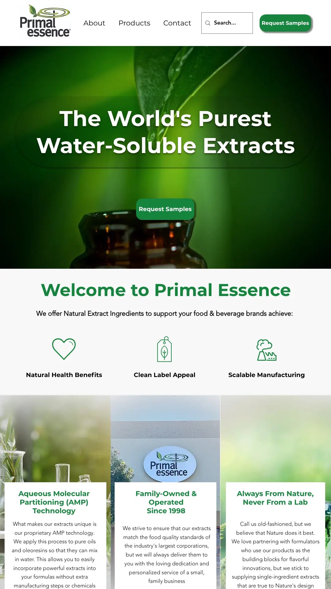Screenshot: the Primal Essence website.