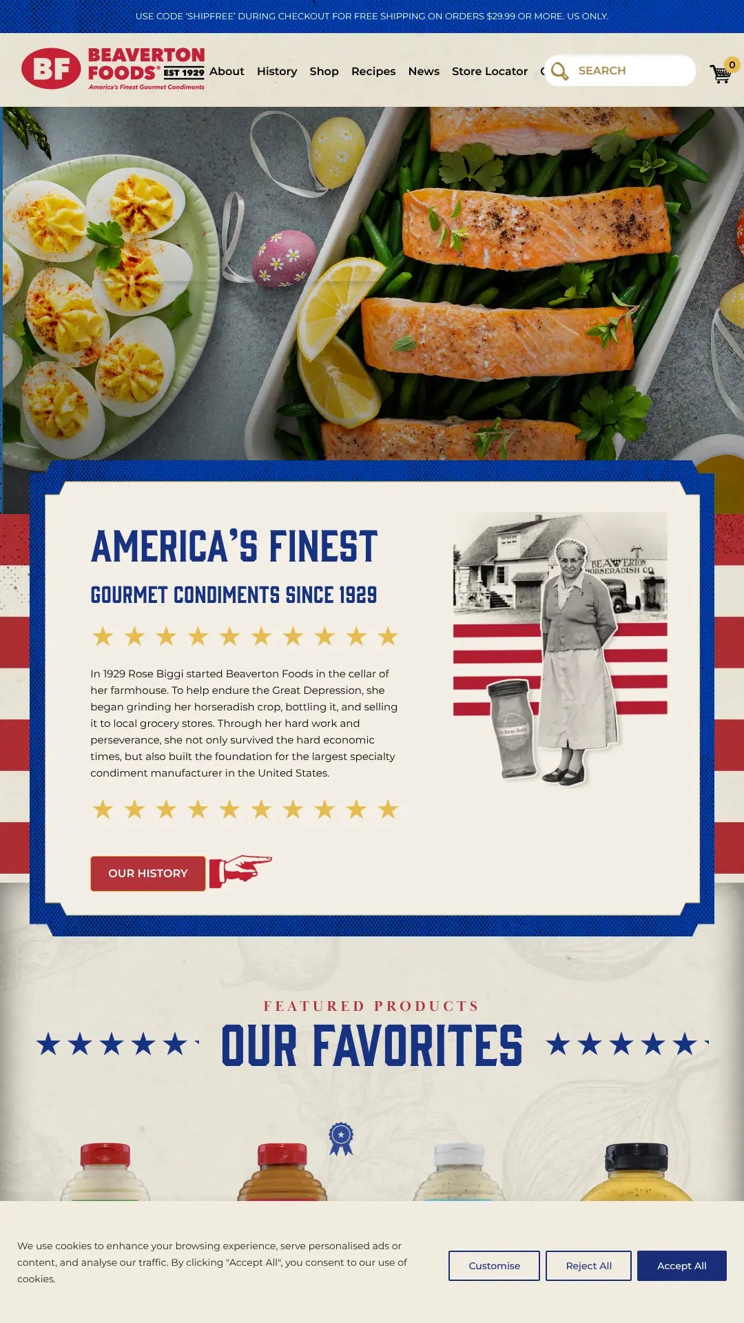 Screenshot: the Beaverton Foods website.