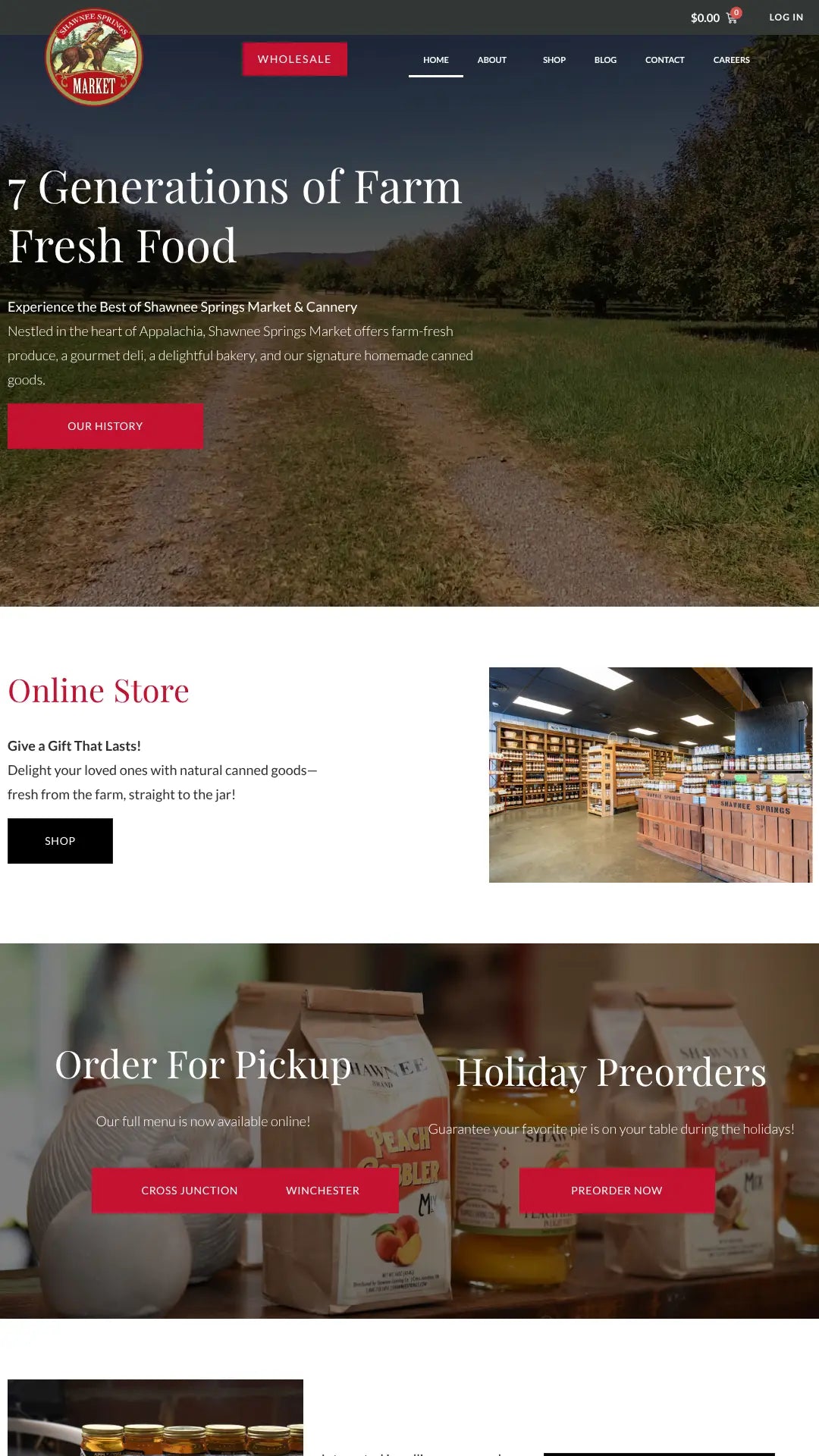 Screenshot: the Shawnee Springs website.