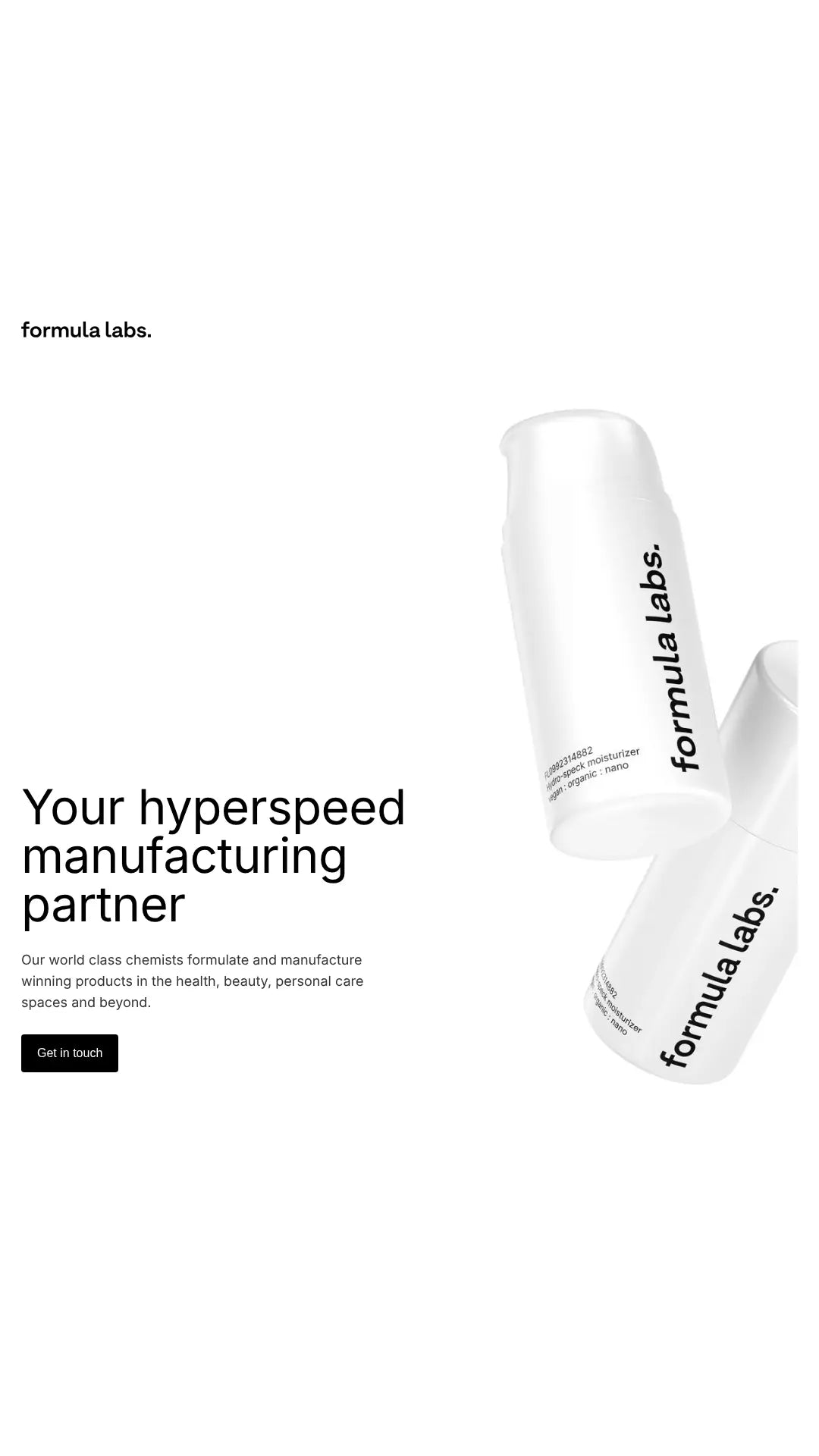 Screenshot: the Formula Labs website.