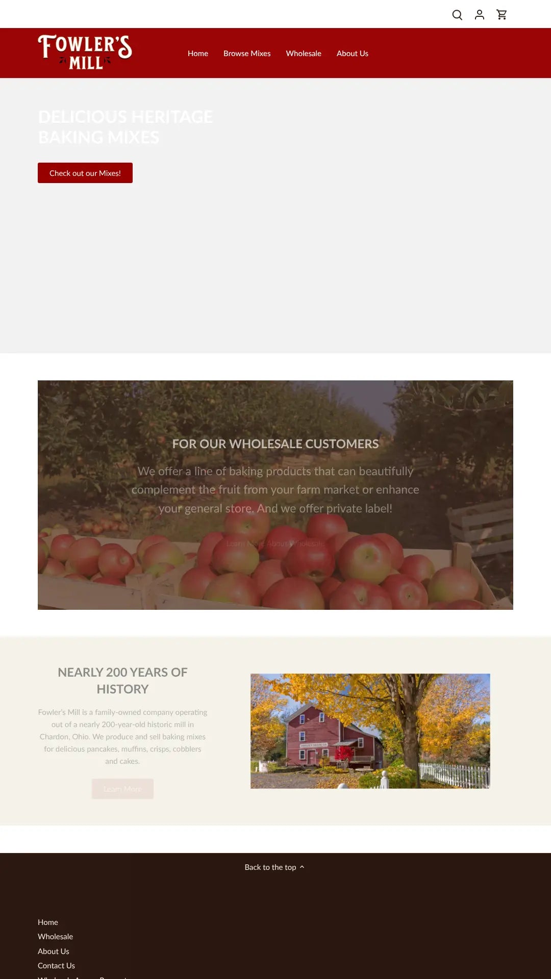 Screenshot: the Fowler Mill website.