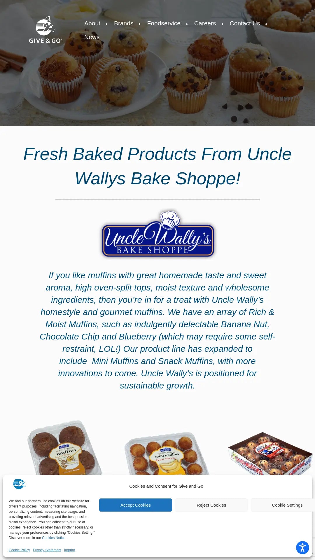 Screenshot: the Uncle Wally's Bake Shop website.