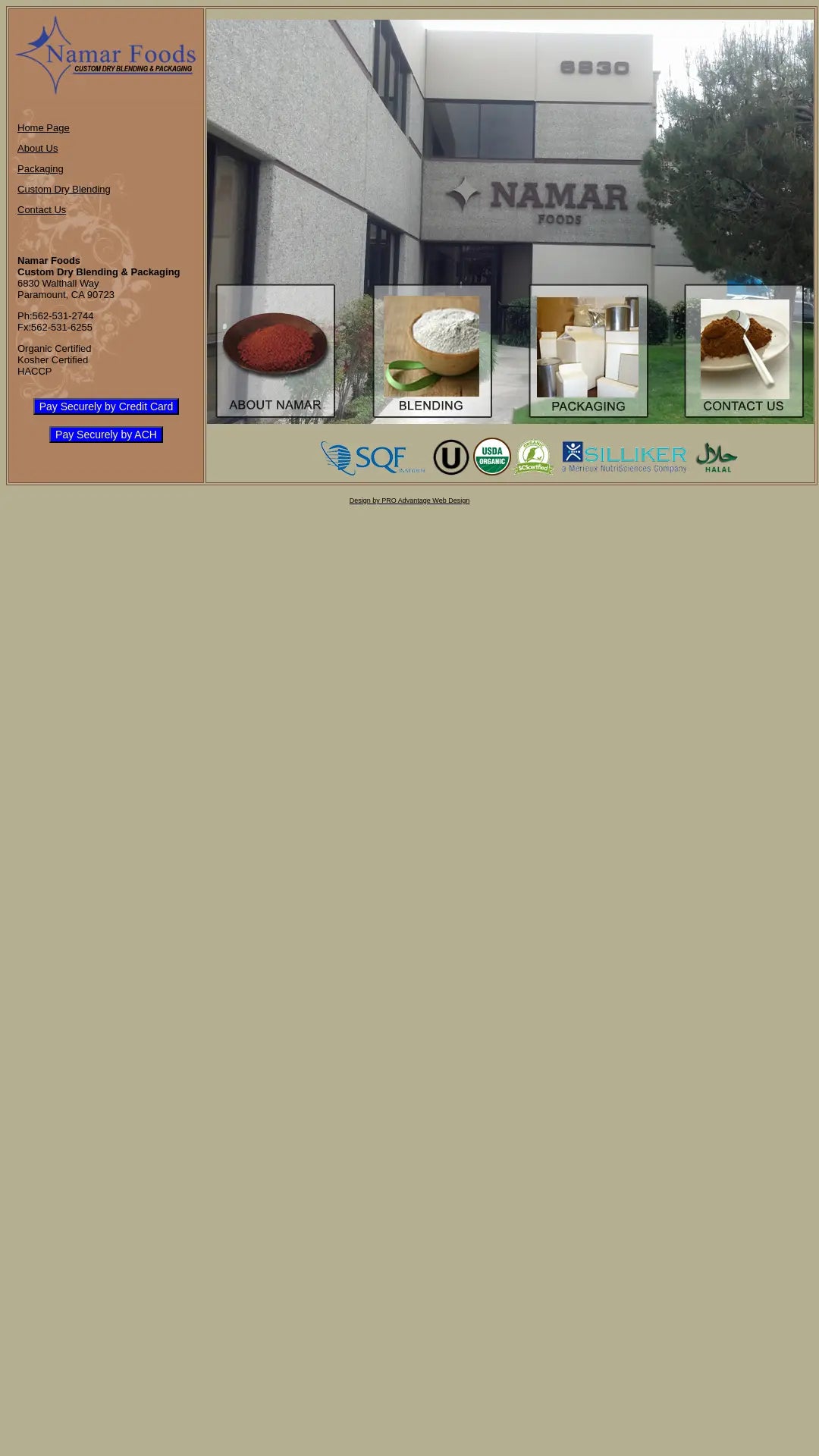 Screenshot: the Namar website.