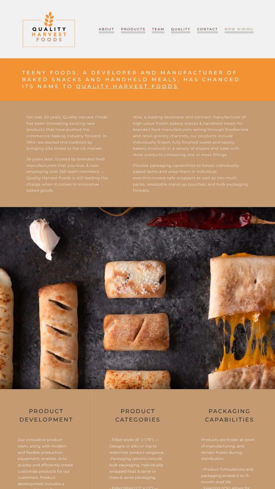 Screenshot: the Teeny Foods Corporation website.