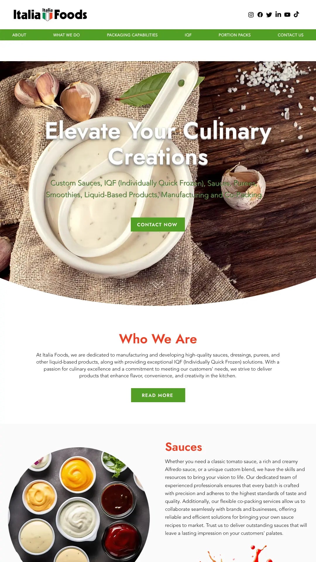 Screenshot: the Italia Foods website.