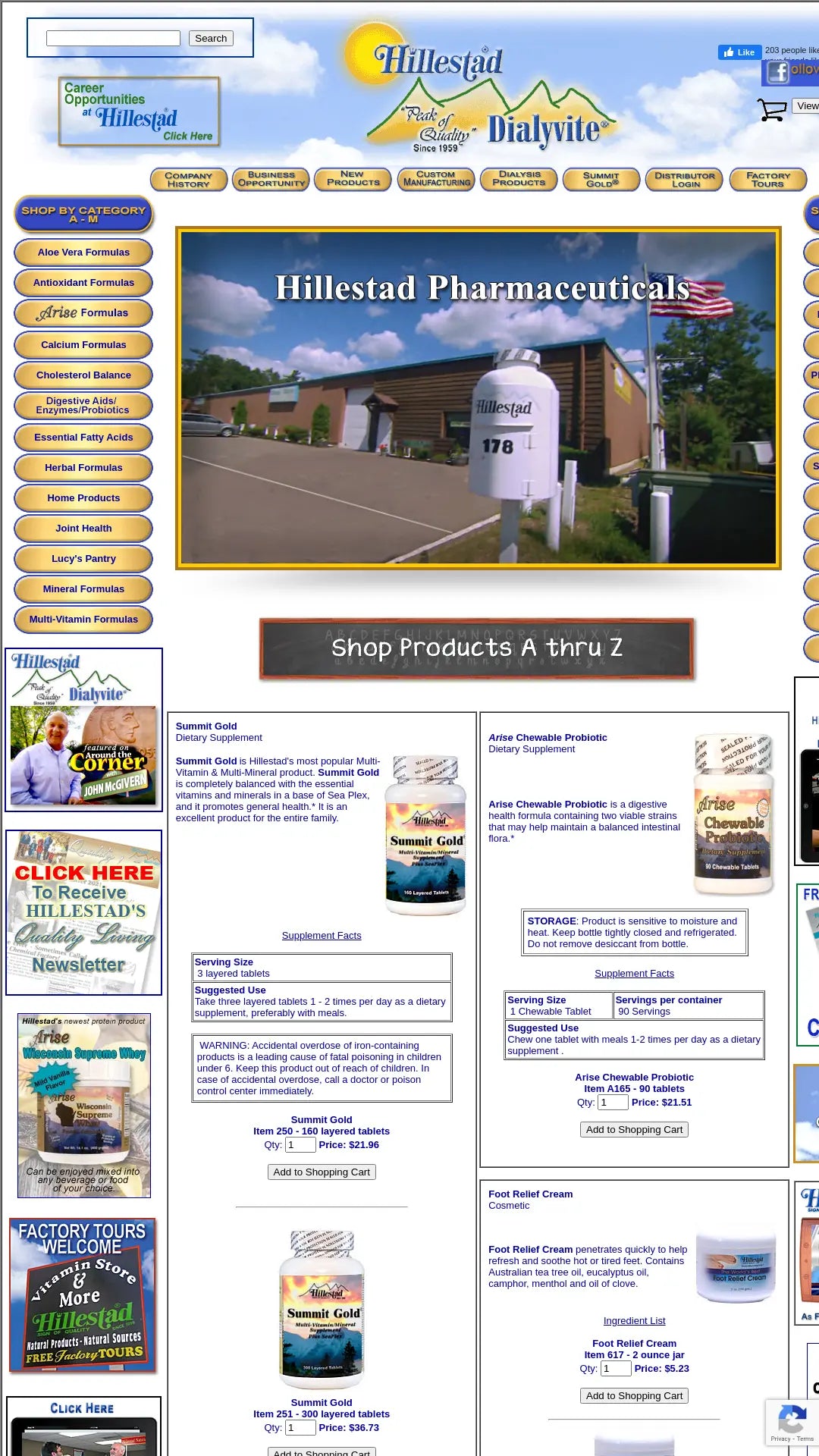 Screenshot: the Hillestad Labs website.