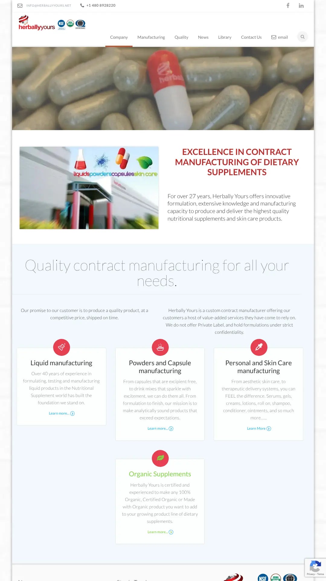 Screenshot: the Herbally Yours website.