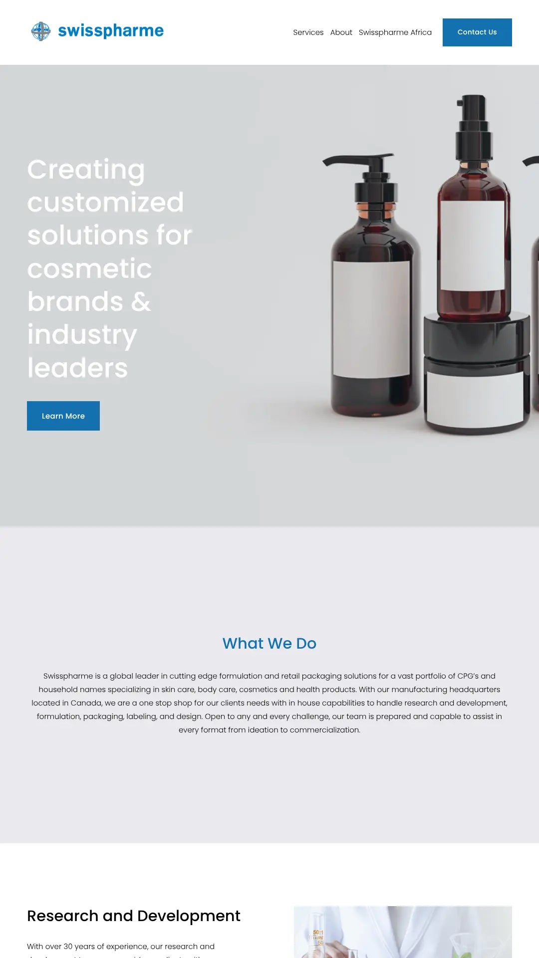 Screenshot: the Swisspharme website.