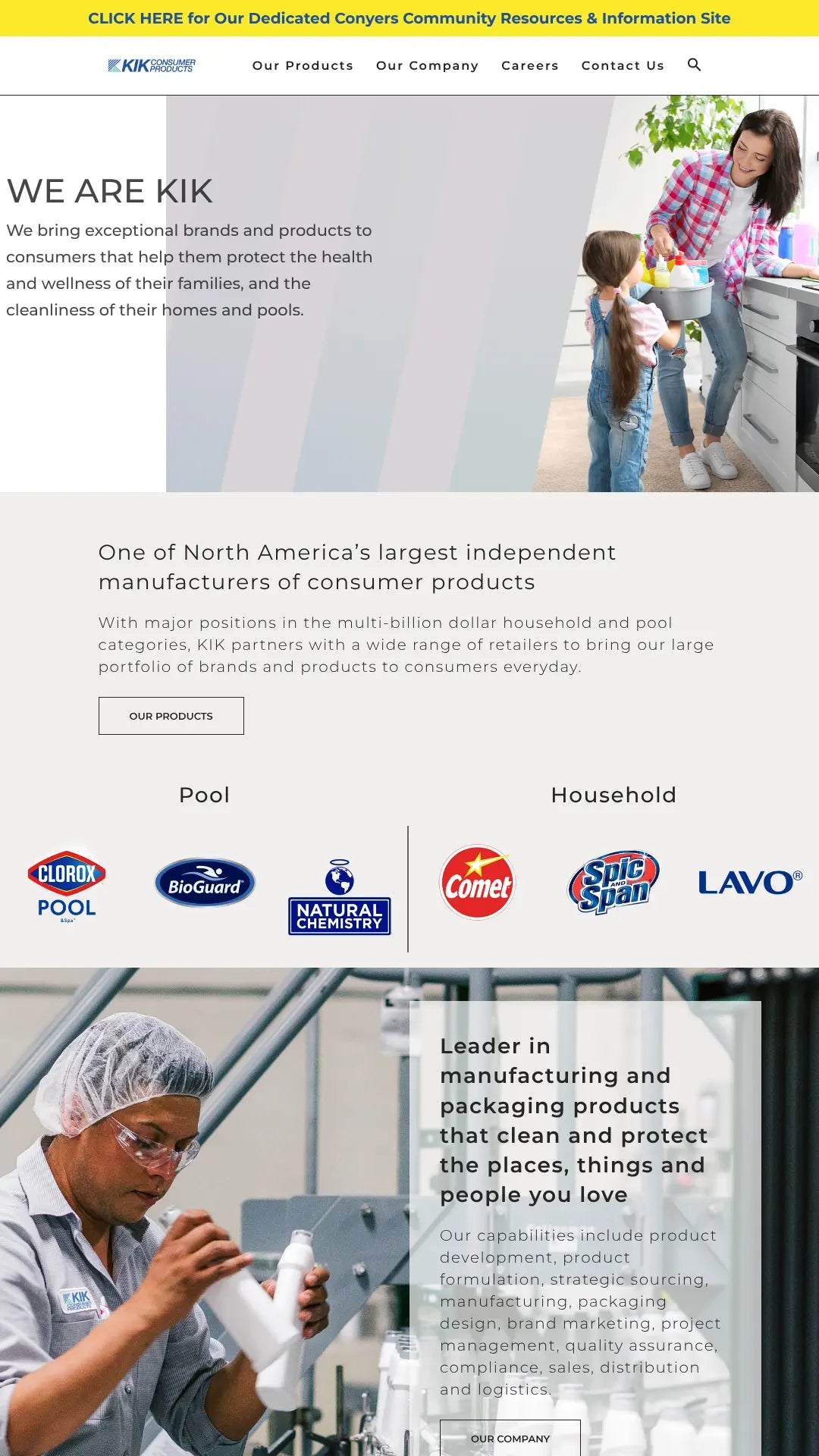 Screenshot: the Kik Consumer Products website.