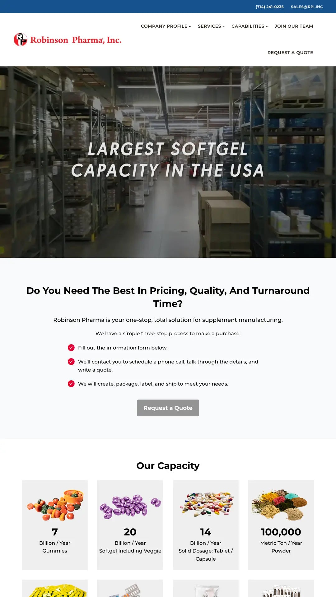 Screenshot: the Robinson Pharma, Inc. website.