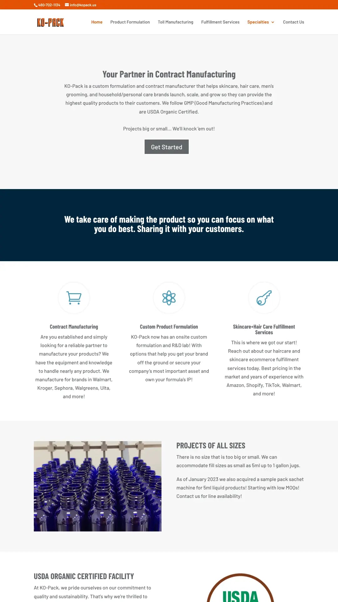 Screenshot: the Kopack website.