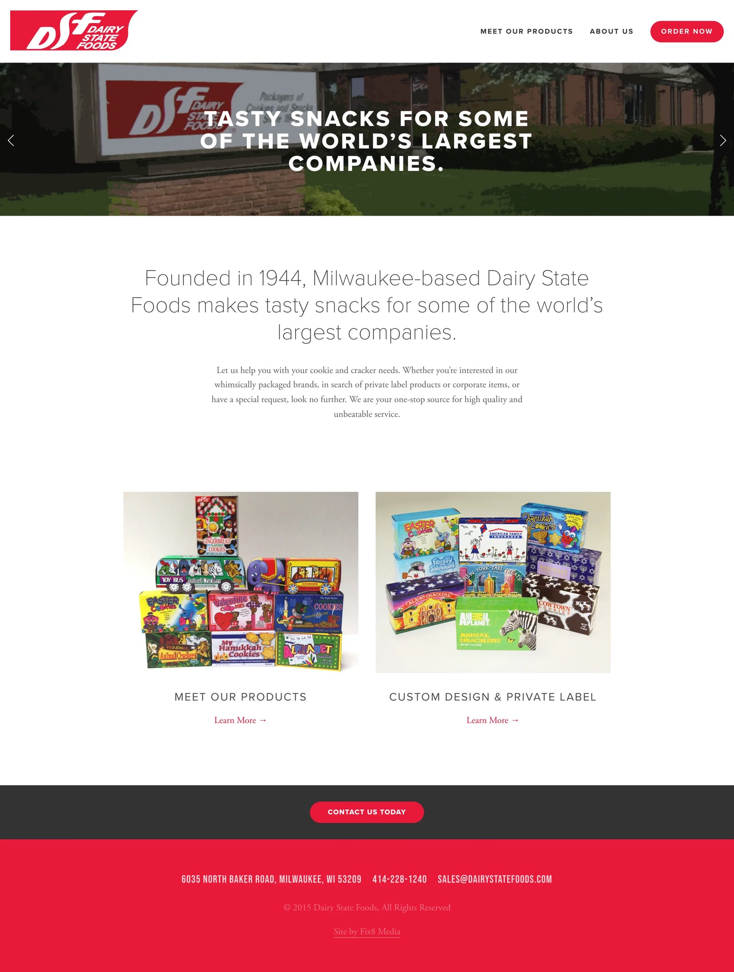 Screenshot: the Dairy State Foods website.
