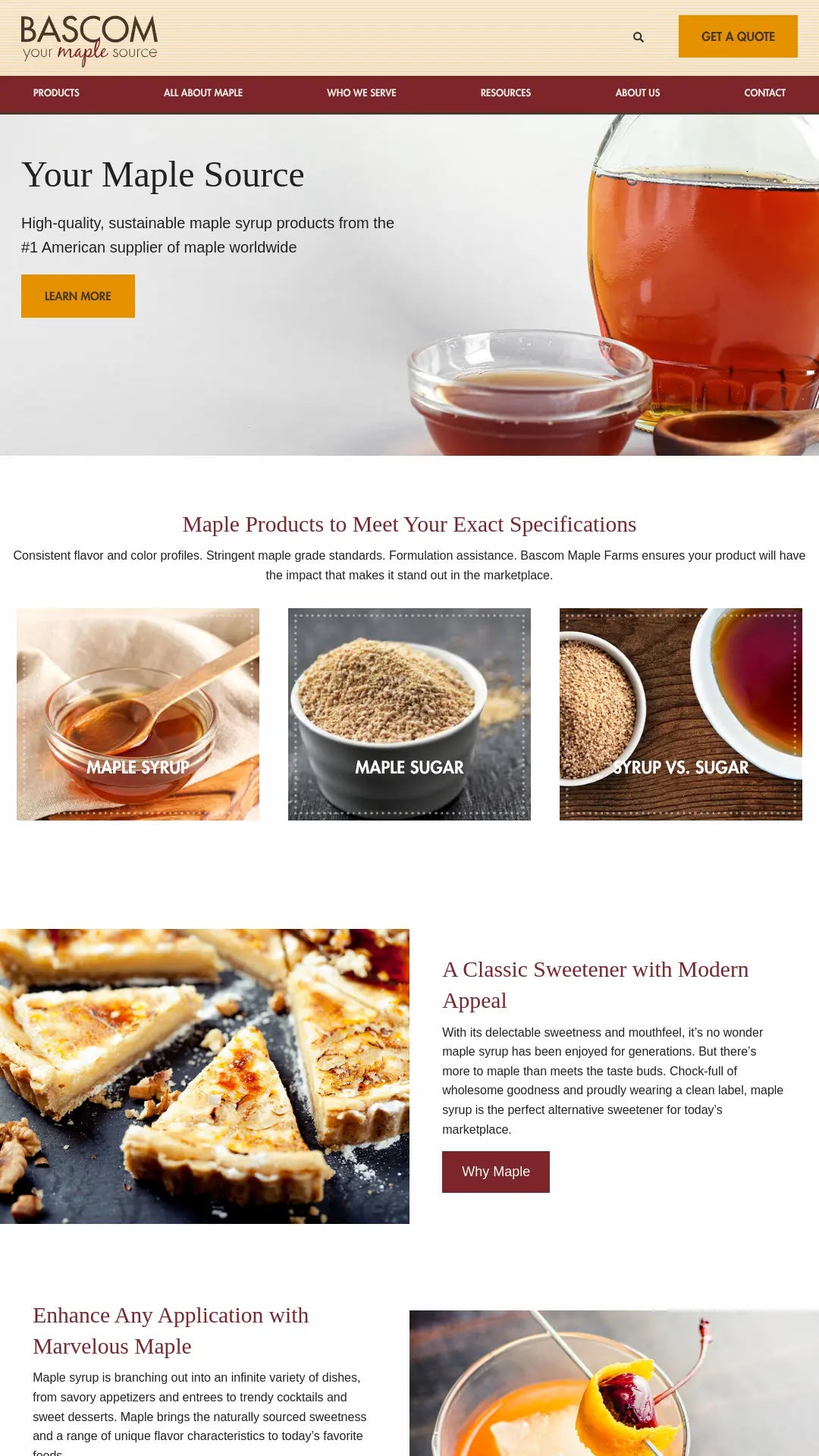 Screenshot: the Maple Source website.