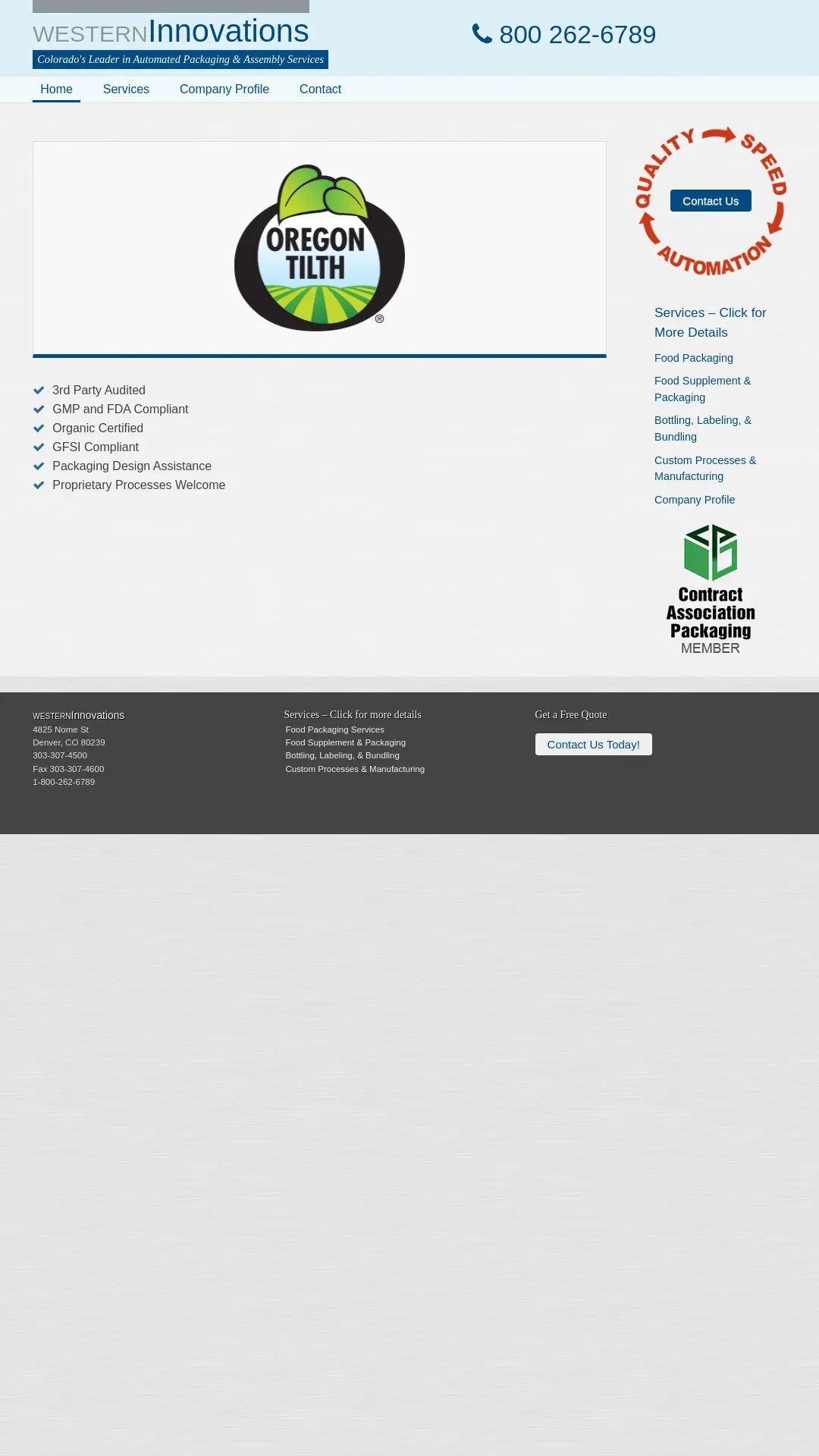 Screenshot: the Western Innovations, Inc. website.