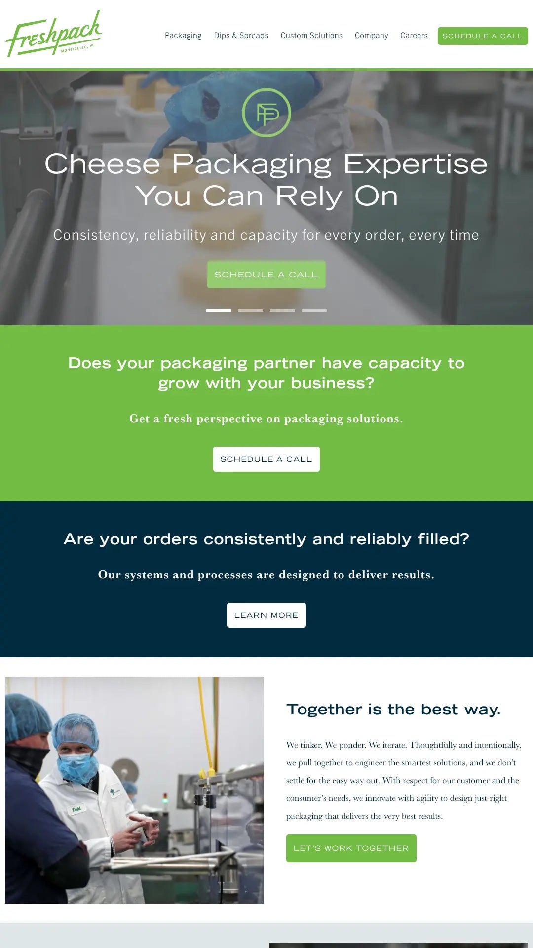 Screenshot: the Freshpack website.