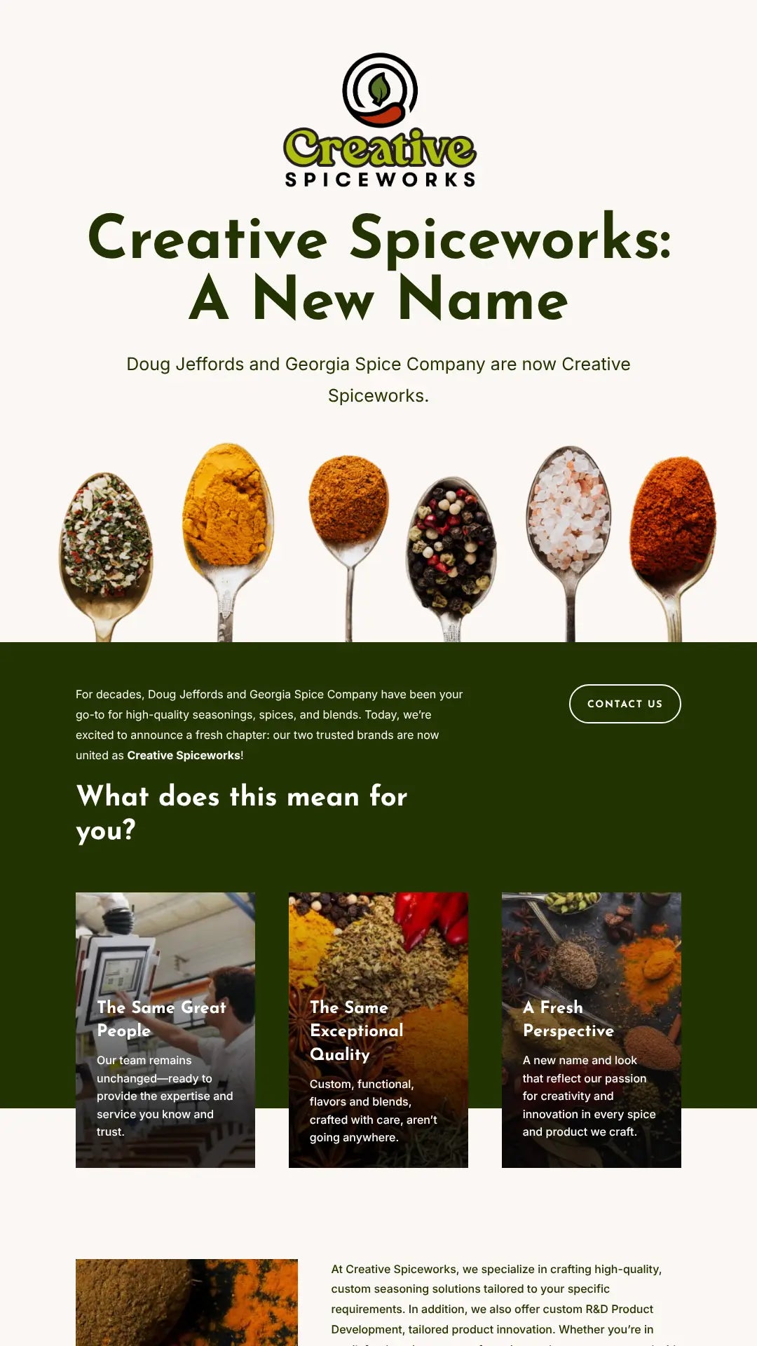 Screenshot: the Georgia Spice Company website.
