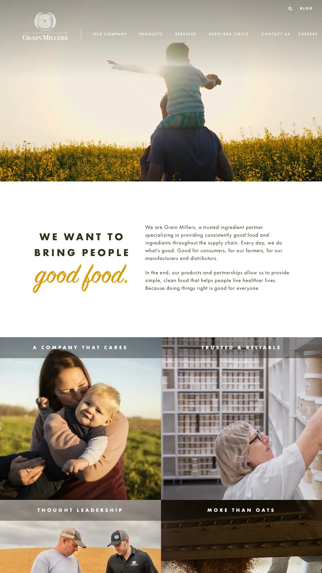 Screenshot: the Grain Millers website.