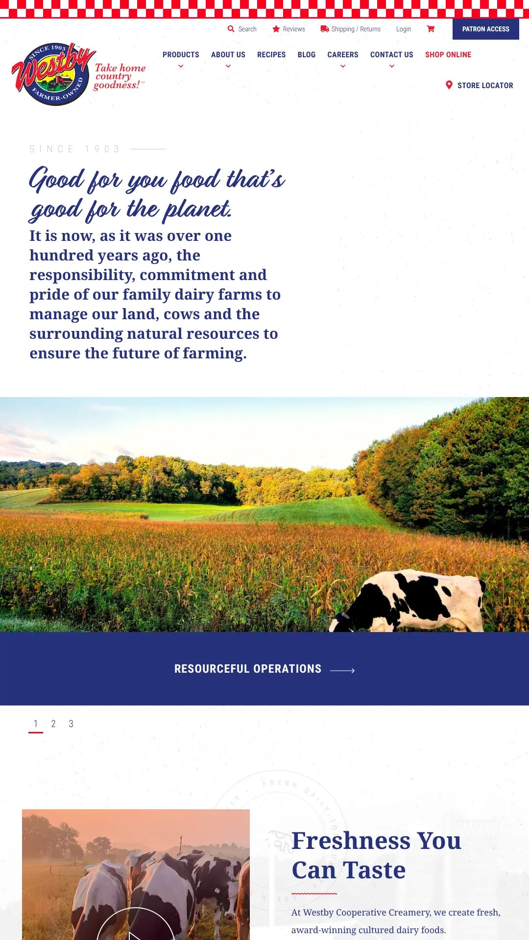 Screenshot: the Westby Cooperative Creamery website.