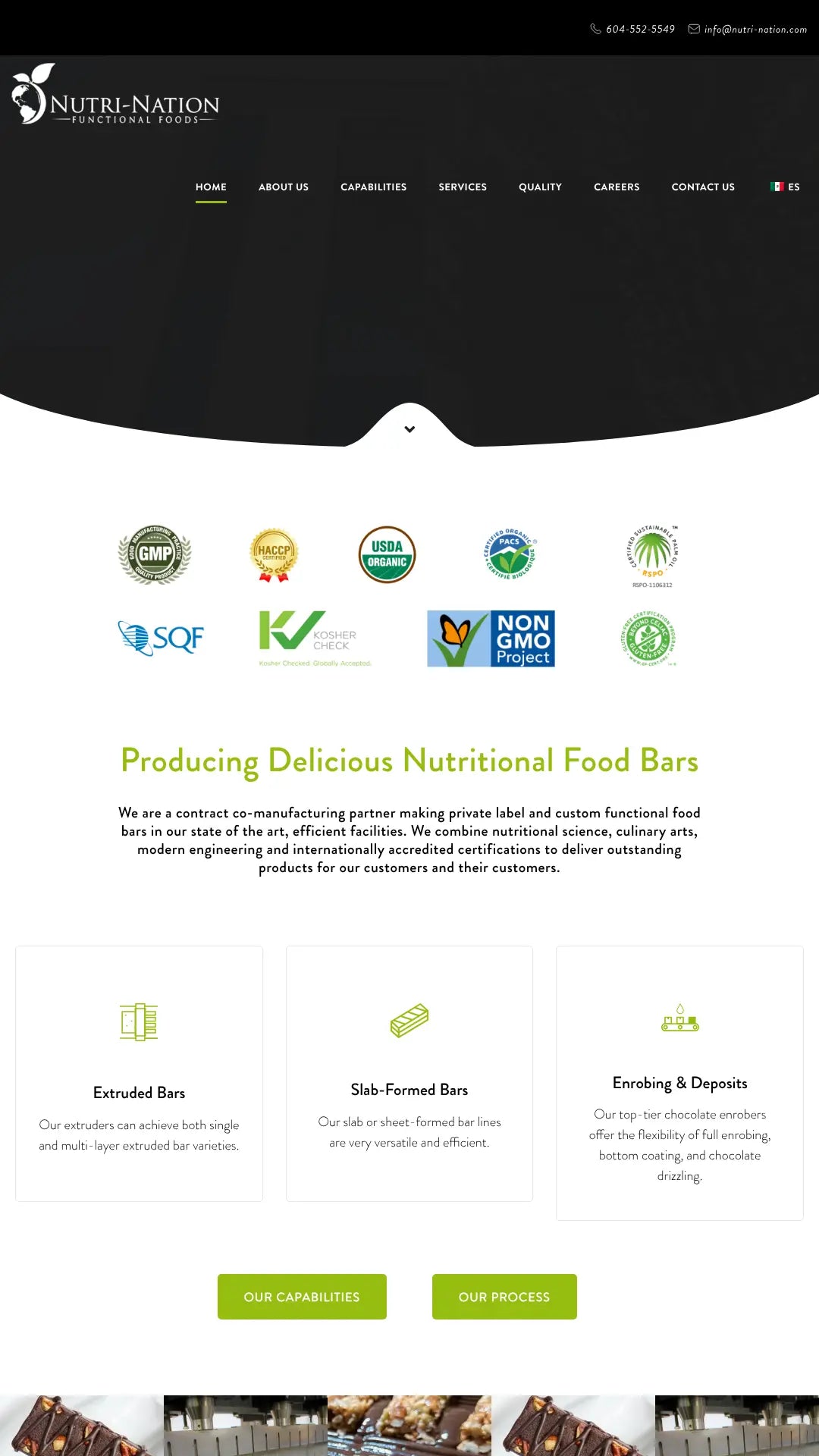 Screenshot: the Nutri Nation website.