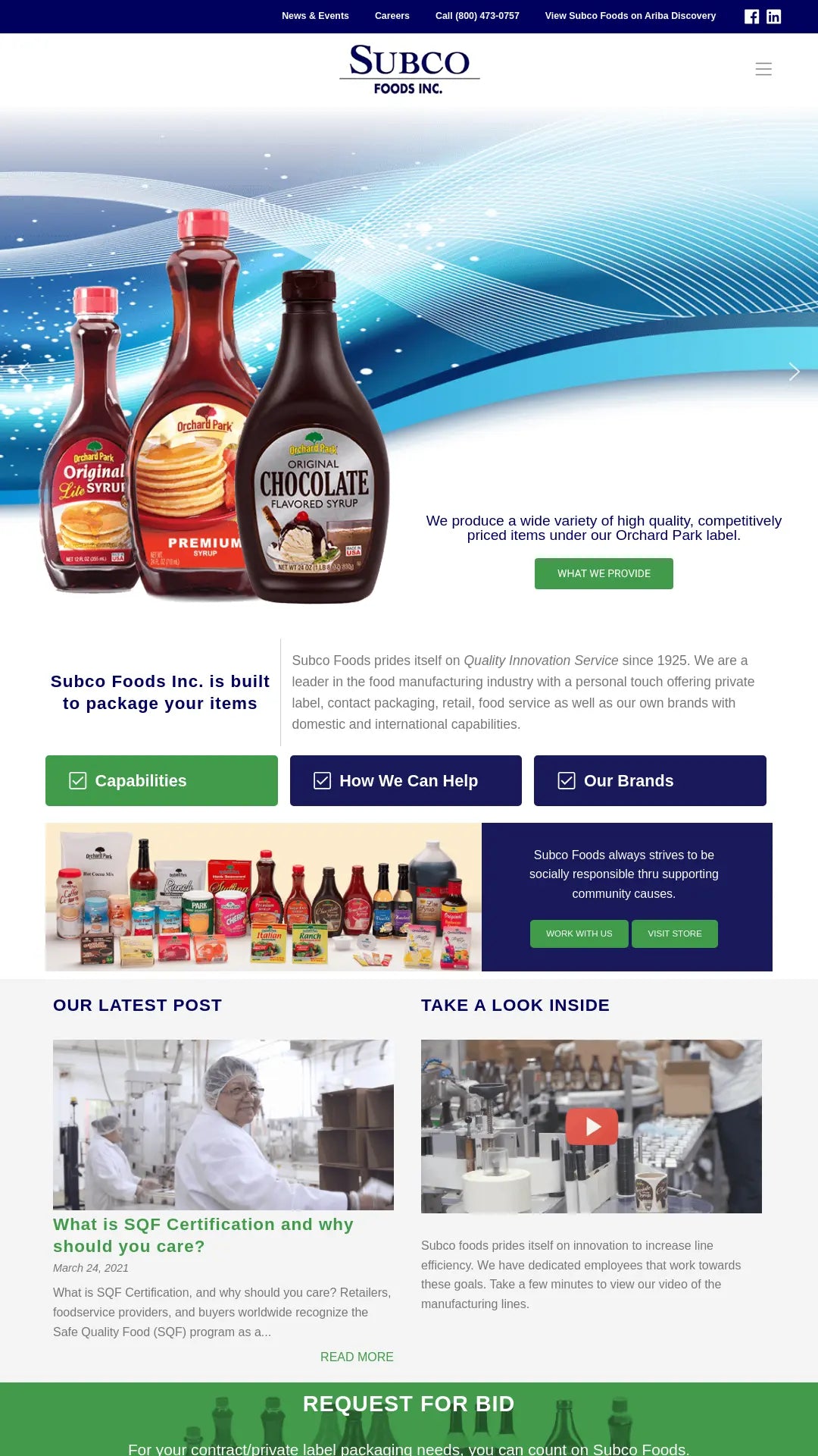Screenshot: the Subco Foods website.