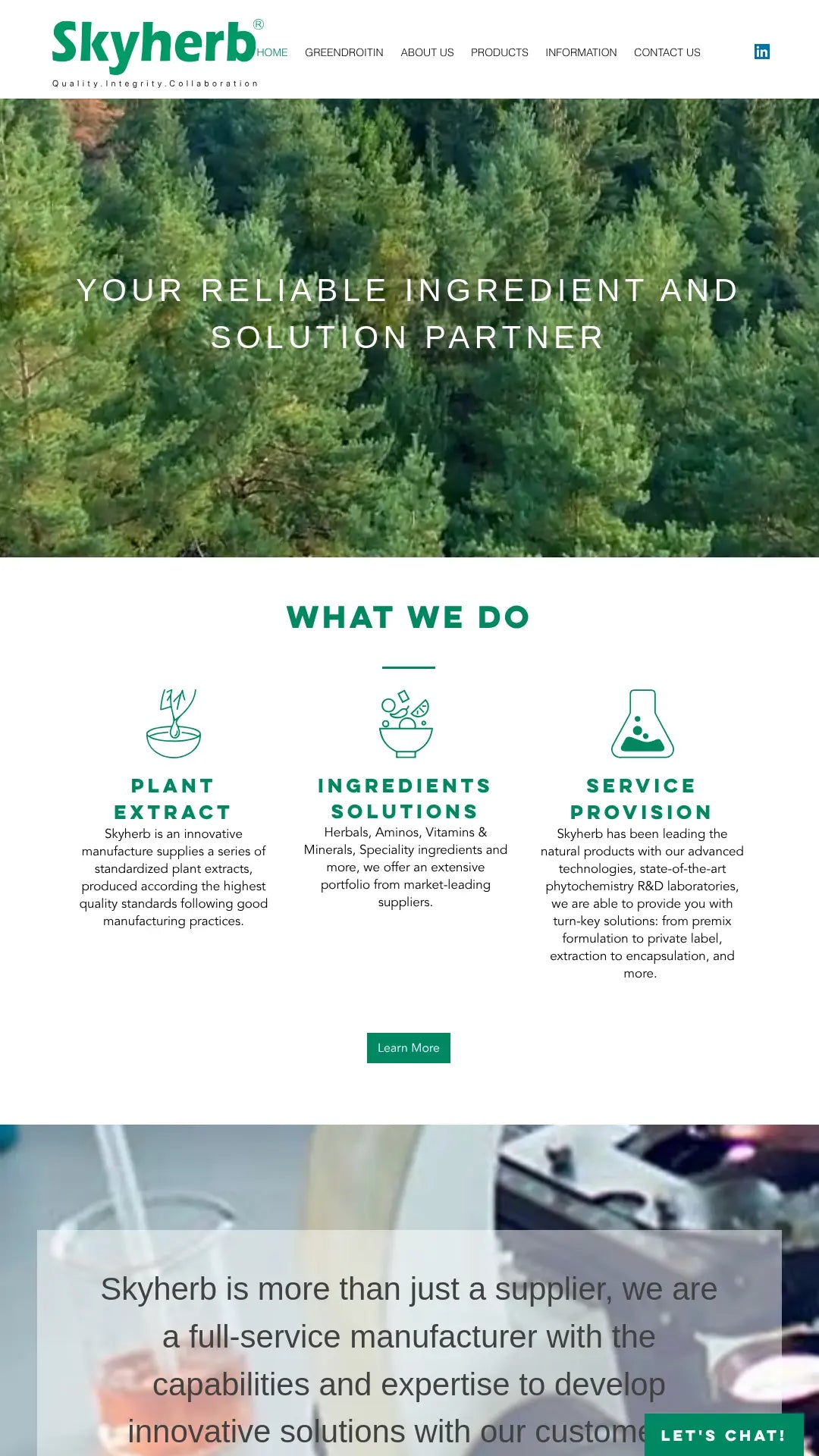 Screenshot: the Skyherb Nutritionals Inc. website.