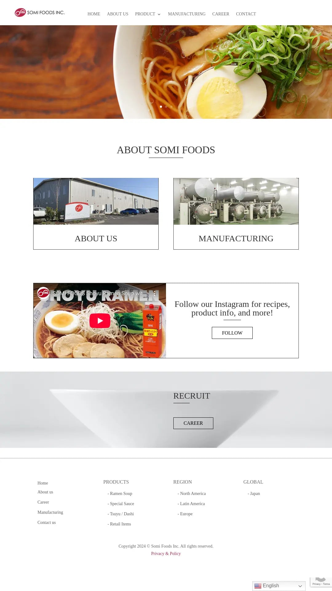 Screenshot: the Somi Foods Inc. website.
